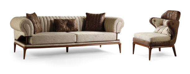 一套沙发和扶手椅，现代家具图片下载