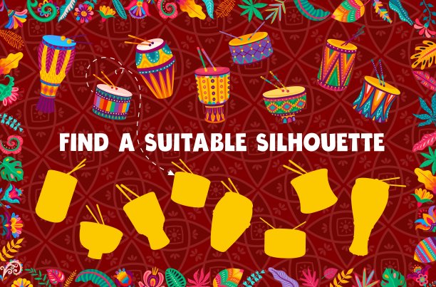 找到两个相同的巴西非洲鼓，益智游戏图片下载