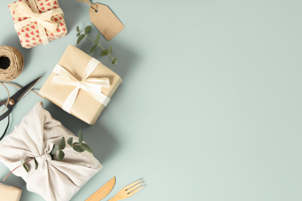 零浪费，环保手工制作蓝底盒装礼品图片下载