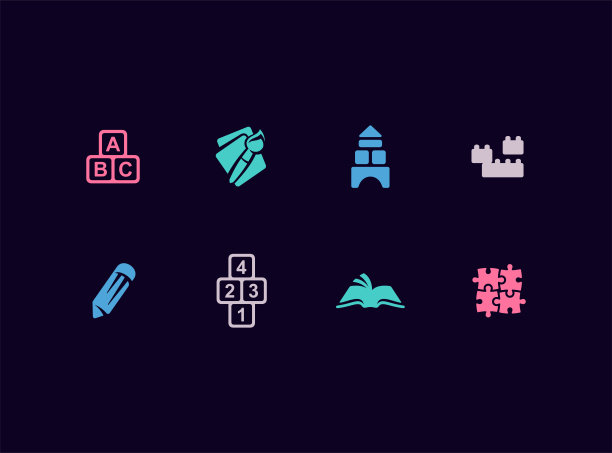 学前教育矢量图标集图片下载