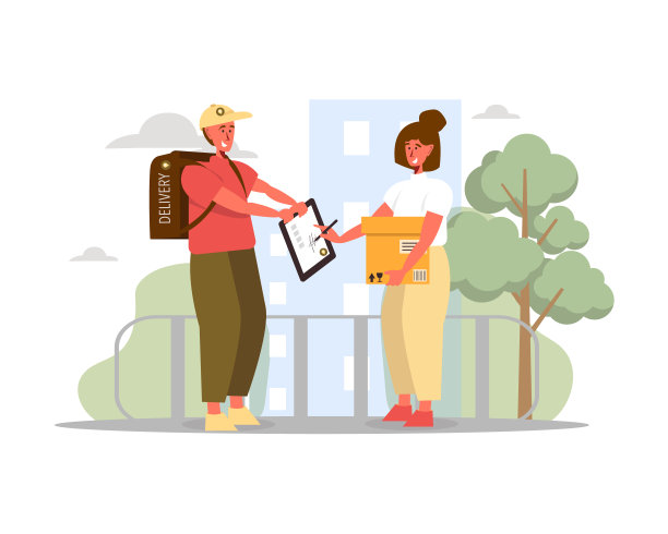 客户签名纸的插图与快递图片下载