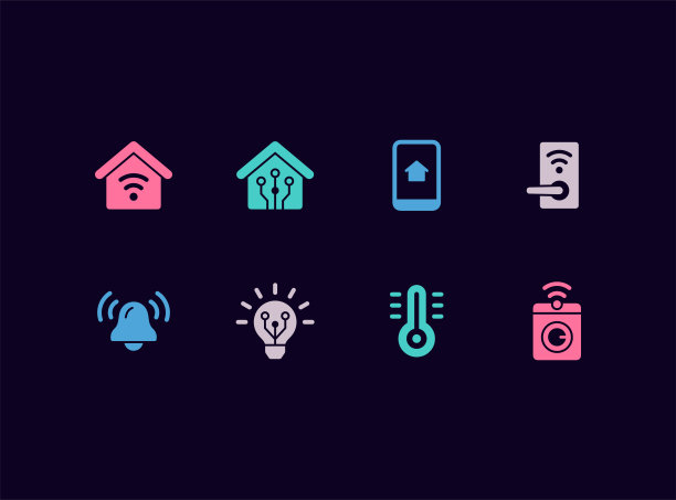 智能家居技术矢量图标集图片下载