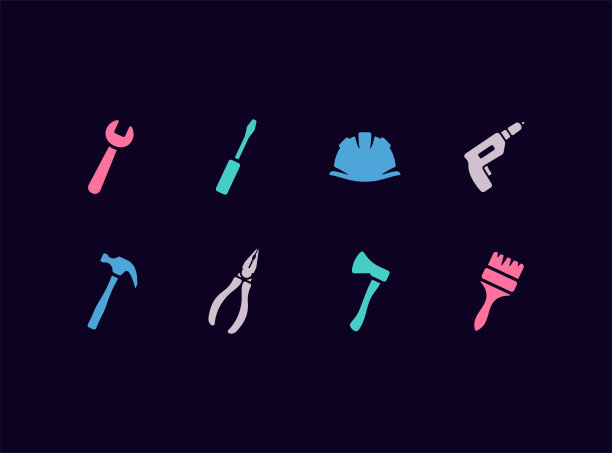 工作工具矢量图标集图片下载