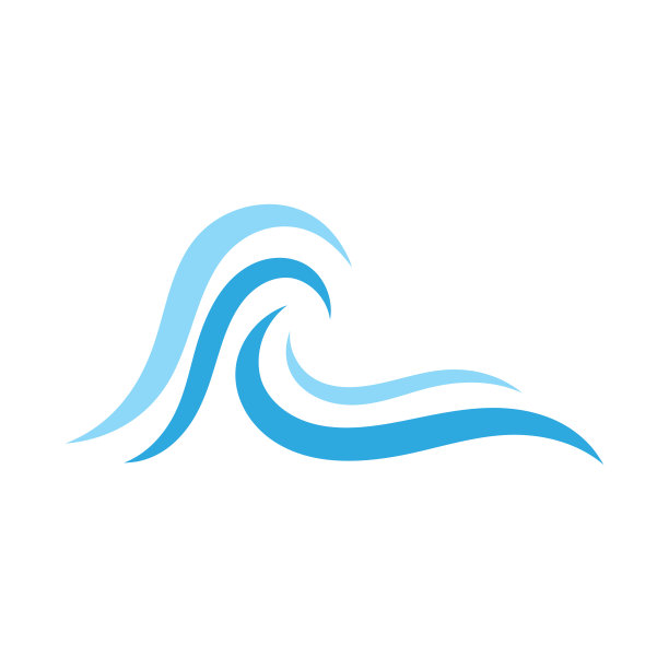 水波，波浪海滩矢量插图设计标志模板图片下载