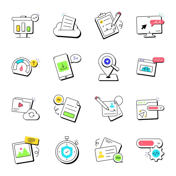 捆绑的网络手绘图标图片下载