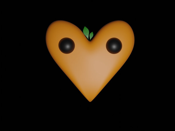 心形，橙色，图标图片下载