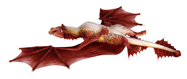 3D渲染童话龙在白色图片下载