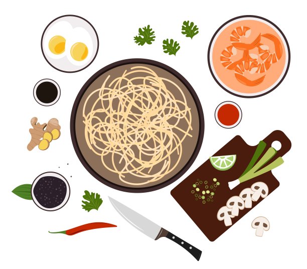 虾拉面。白色背景上的传统民族菜肴。图片下载