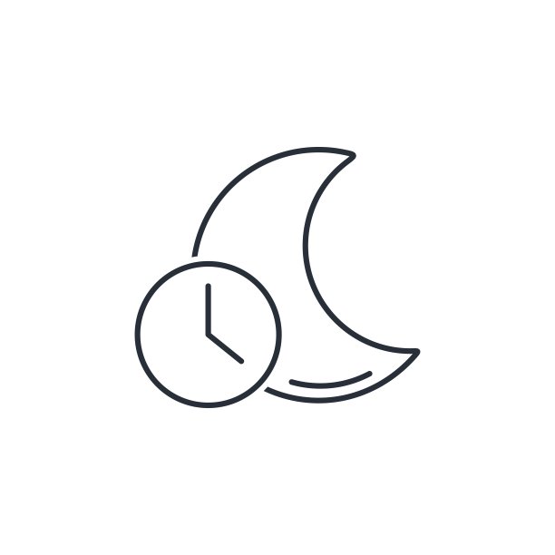 晚上的时间。矢量线性图标隔离在白色背景。图片下载
