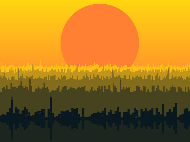 未来的几何城市天际线与戏剧性的天空图片下载