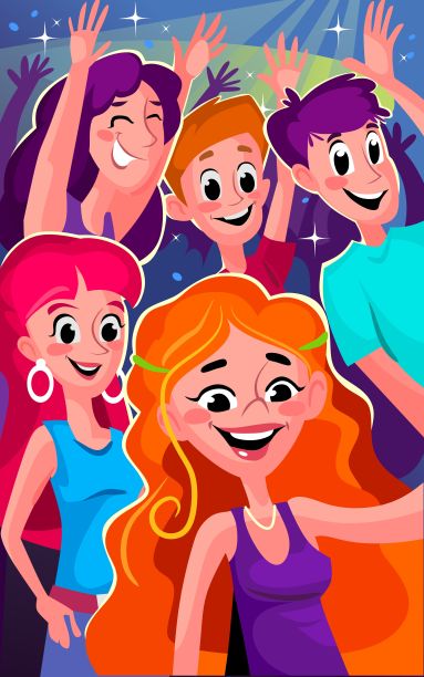 一群年轻的朋友在俱乐部的节日庆祝活动中自拍图片下载