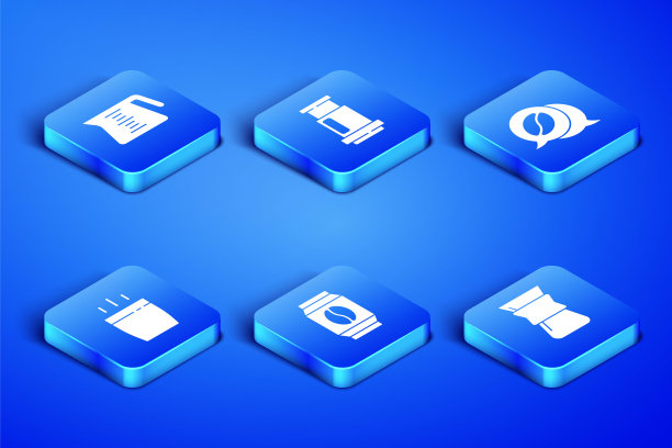 集倒在咖啡机，咖啡壶，袋豆，杯，Aeropress和对话图标。向量图片下载