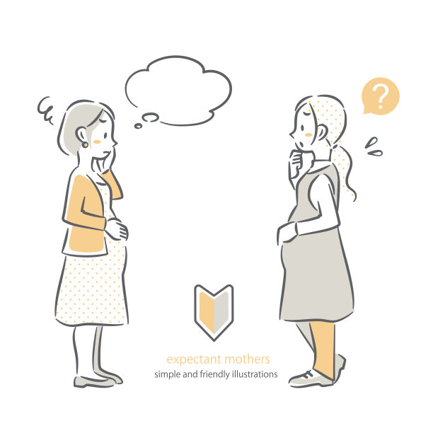 2 .忧心忡忡的孕妇，勾勒插图图片下载