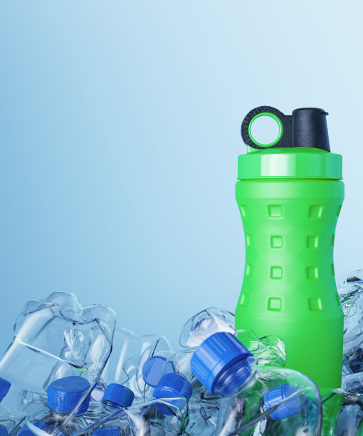 绿色可重复使用的饮料瓶3d渲染图片下载