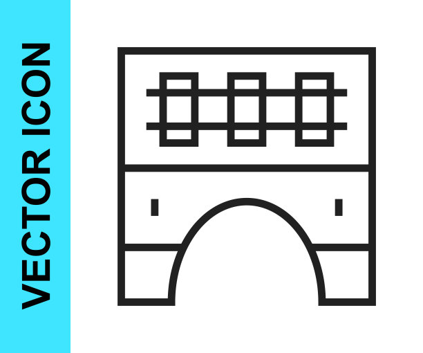 黑线桥的火车图标孤立在白色背景。向量图片下载