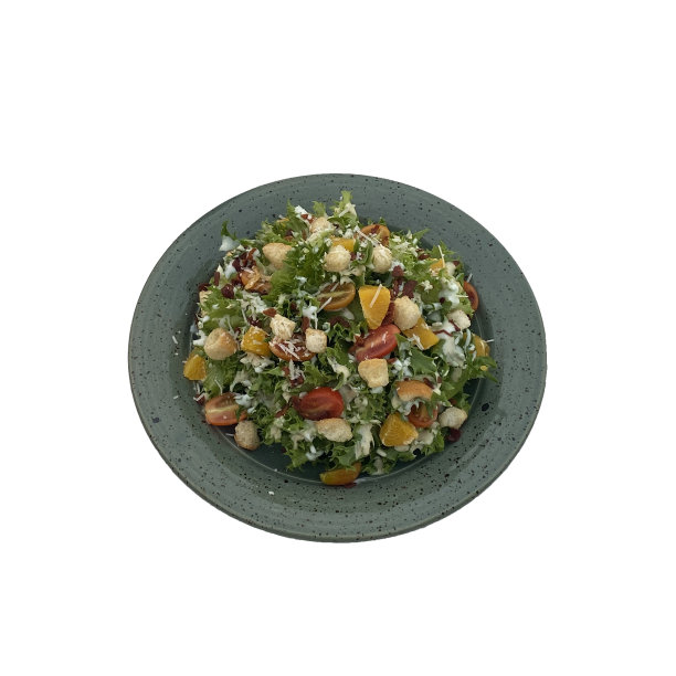 蔬菜和水果沙拉在绿色盘子图片下载