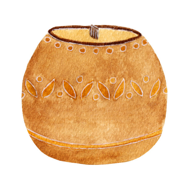 水彩插图，家居装饰，舒适的蜡烛在棕色孤立的白色背景。图片下载