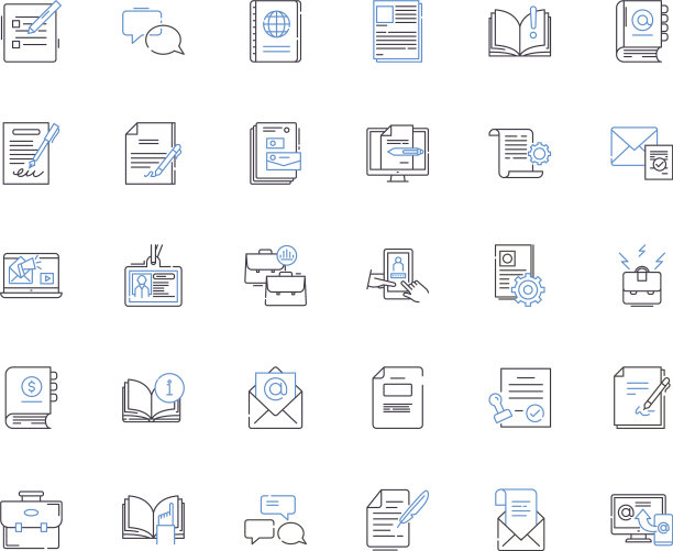 数字银行线图标集合金融科技图片下载