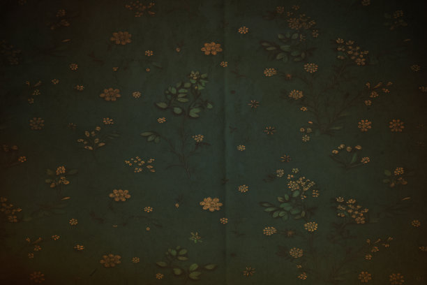 复古的深绿色复古壁纸，带有褶皱和划痕的花卉图案。复古的绿色背景。图片下载