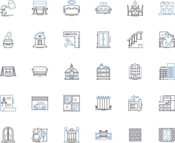 商业建筑线条图标集合图片下载