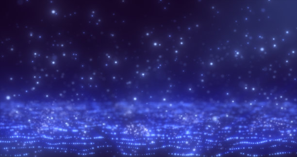 蓝色发光的粒子和神奇的能量波的抽象背景图片下载