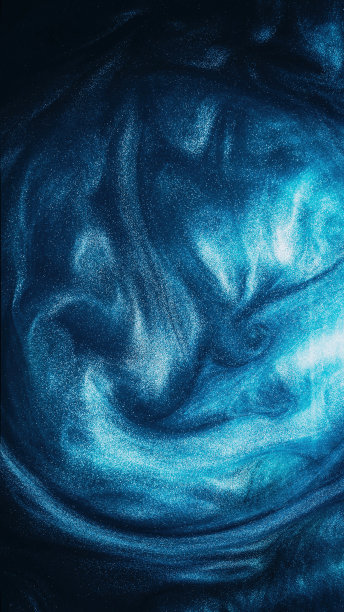 闪闪发光的液体墨水，水蓝色发光蒸汽图片下载