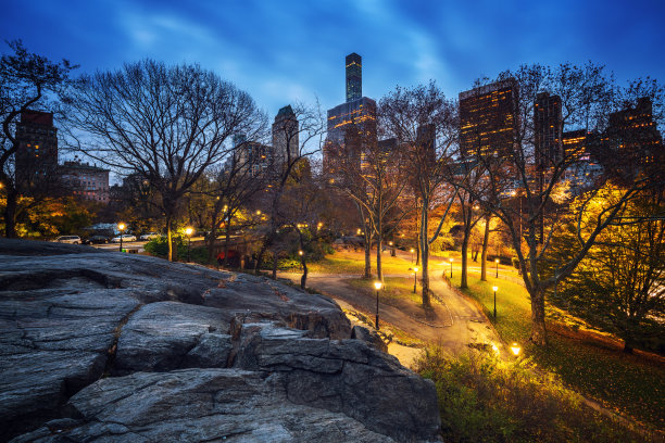 秋天早晨的中央公园图片下载