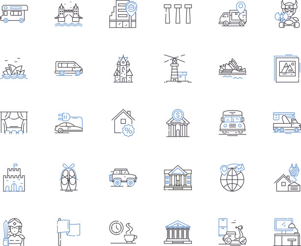 大都会线图标集合未来主义图片下载