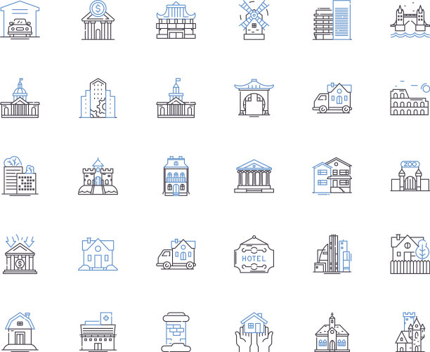 建筑行业线图标收集图片下载