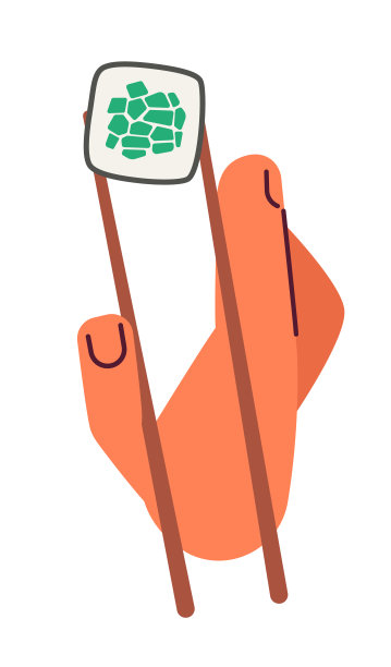 用筷子拿着寿司卷半平色矢量第一眼看手图片下载