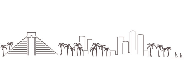 坎昆黑线简单的极简主义天际线与白色背景图片下载