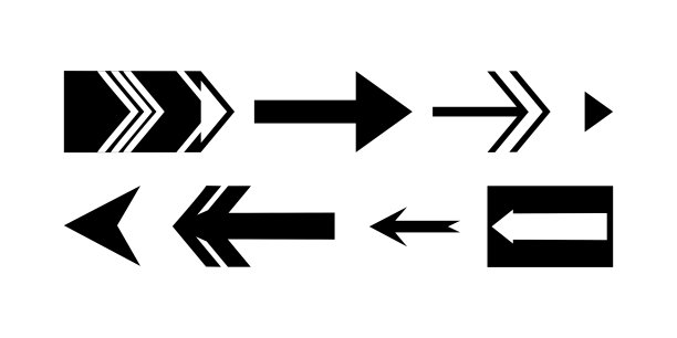 黑色箭头向量集合。箭头矢量插图和集合。箭头矢量图标。图片下载