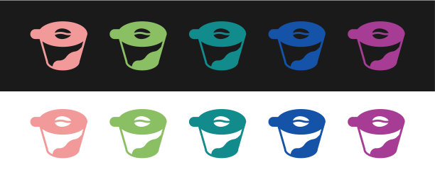 设置倒在咖啡机图标孤立的黑色和白色背景。冲泡咖啡的不同方法。咖啡文化。向量图片下载