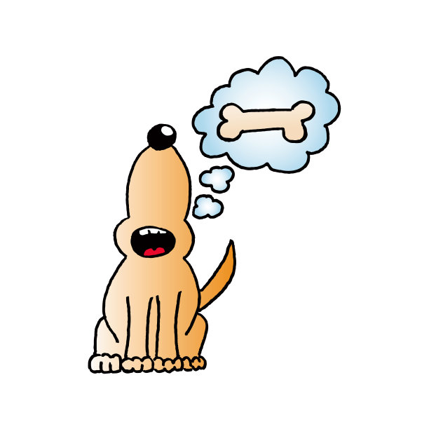 狗在思考骨头，矢量插图图片下载