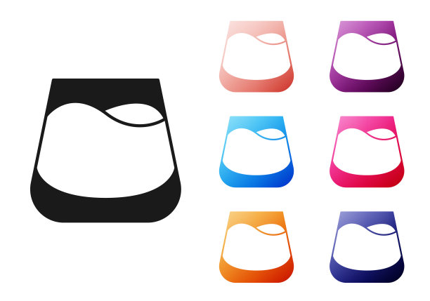 黑色玻璃杯的威士忌图标孤立在白色的背景。设置图标彩色。向量图片下载