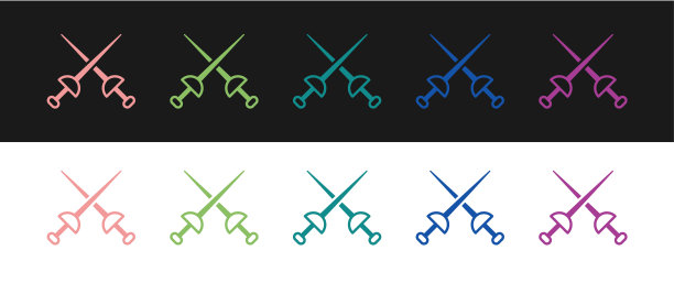 设置围栏图标隔离在黑色和白色的背景。运动设备。向量图片下载