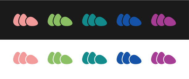 设置鸡蛋图标孤立的黑色和白色的背景。向量图片下载