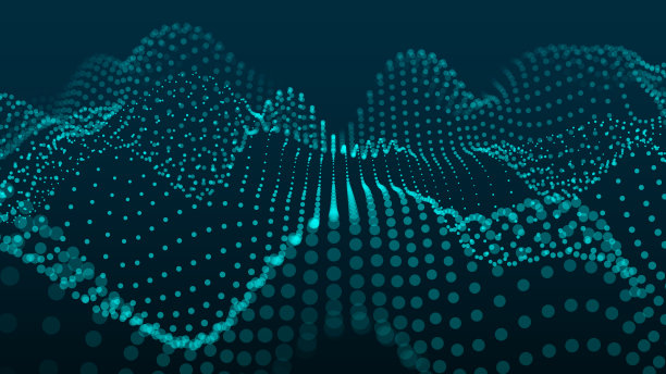 发光粒子的梯度动态波。霓虹灯点网络。大数据。数字的背景。向量图片下载