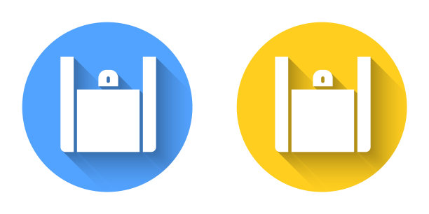 白色在线订购和快餐配送图标与长阴影背景隔离。圆按钮。向量图片下载