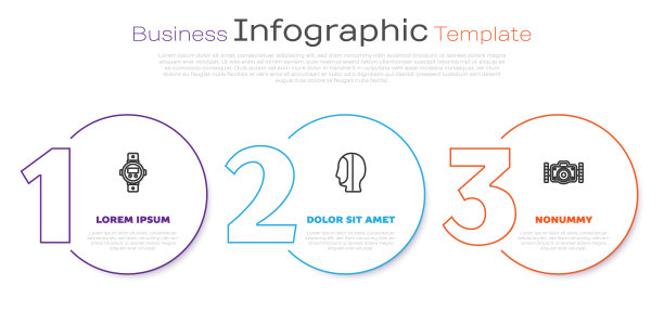 设置潜水表，罩和照相机。业务信息图表模板。向量图片下载