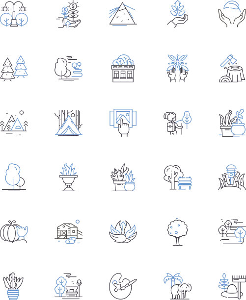 格罗夫线图标收集树木自然森林图片下载