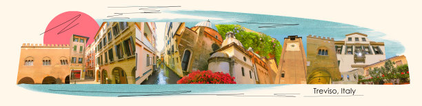 意大利特雷维索市中心的街道建筑图片下载