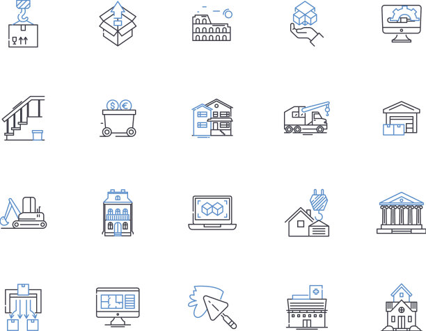 建筑线条图标集合设计图片下载