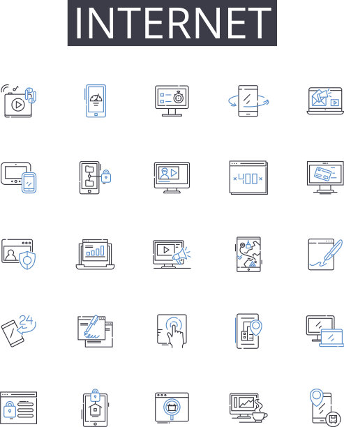互联网线路图标收集移动性图片下载
