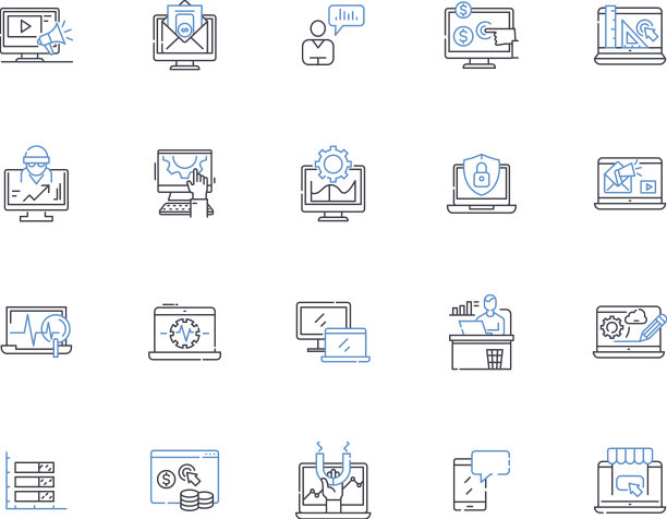 数字创业线图标集合图片下载