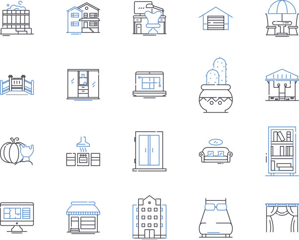 自定义室内工作室线图标集合图片下载