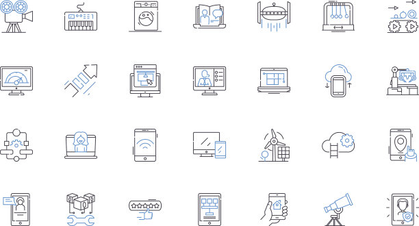 认知计算线图标集合图片下载