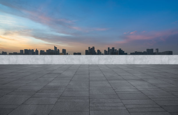 黄昏中国的城市广场和现代建筑景观图片下载