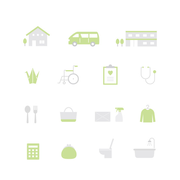 养老之家、保健等照护、医疗福利图标集。图片下载