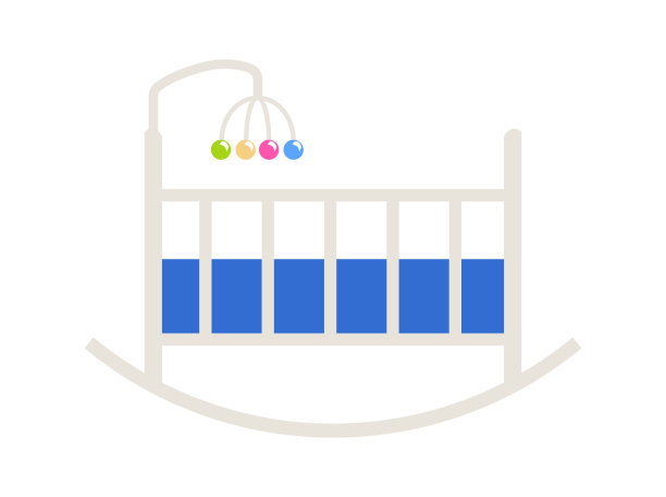 摇摆婴儿床与悬挂移动玩具平面风格，矢量插图图片下载